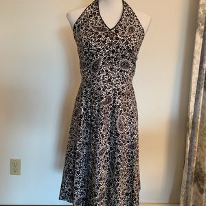 Ann Taylor Black & White Floral Halter Dress~6